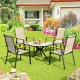 thumbnail image 3 of ELPOSUN Outdoor Patio Dining Chairs Set of 4, Breathable Seat Fabric and Alloy Steel Frame for Backyard Porch Garden Sunroom, Khaki, 3 of 9