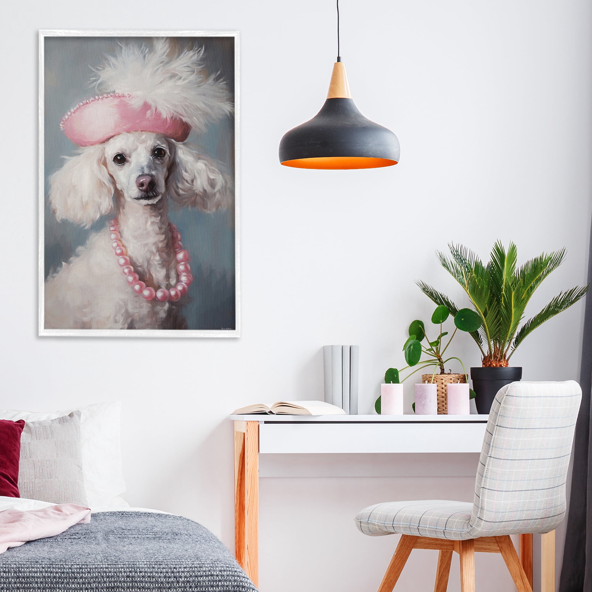 Stupell Industries Beautiful Collette Pup White Framed Giclee Art, design by Tina LeCour