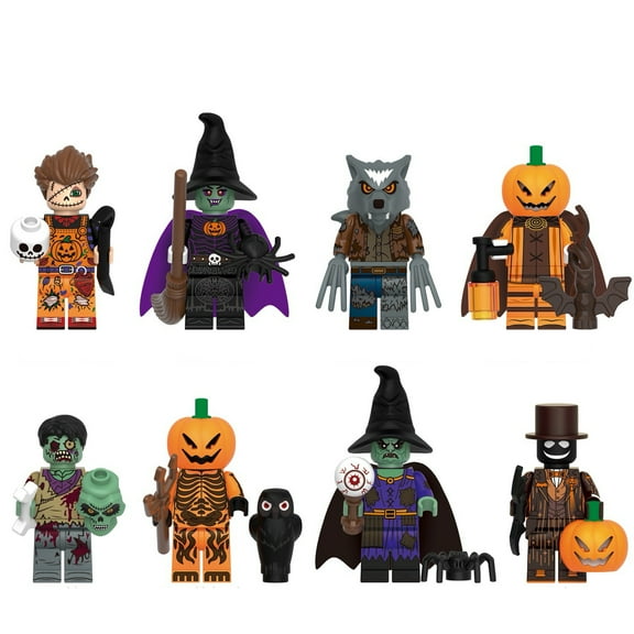 8 Pcs Horror Action Figures Halloween Minifigures Building Blocks Toys Collectible for Halloween Toys