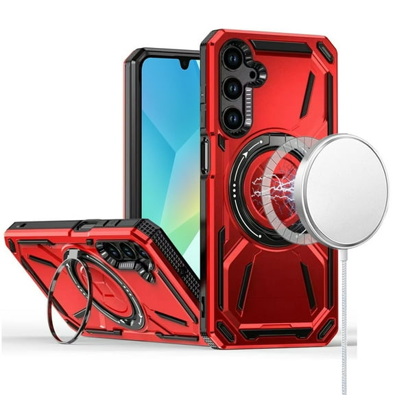 For Samsung Galaxy A16 5G Hybrid Magnetic Ring and 360° Rotational Kickstand with MagSafe Compatible, Military Grade Drop Protection Cover, XPM Phone Case [Red]