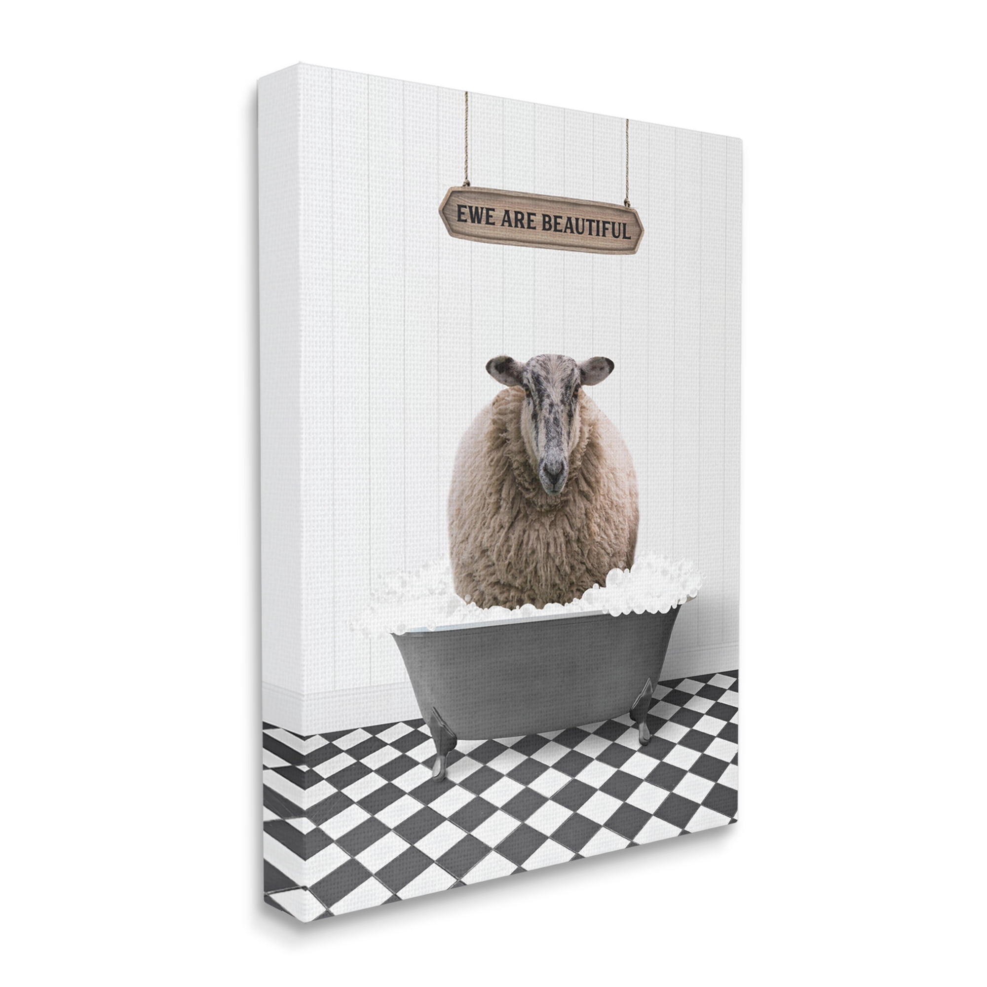 Stupell Industries Ewe Are Beautiful Bathroom Animals & Insects Painting Gallery Wrapped Canvas Print Wall Art, 16 x 20