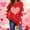 Red, variant on GUZOM Womens Hot Pink Valentine's Day Oversized Sweatshirt, Crew Neck Long Sleeve Heart Print, 100% Polyester Machine Washable,Size M