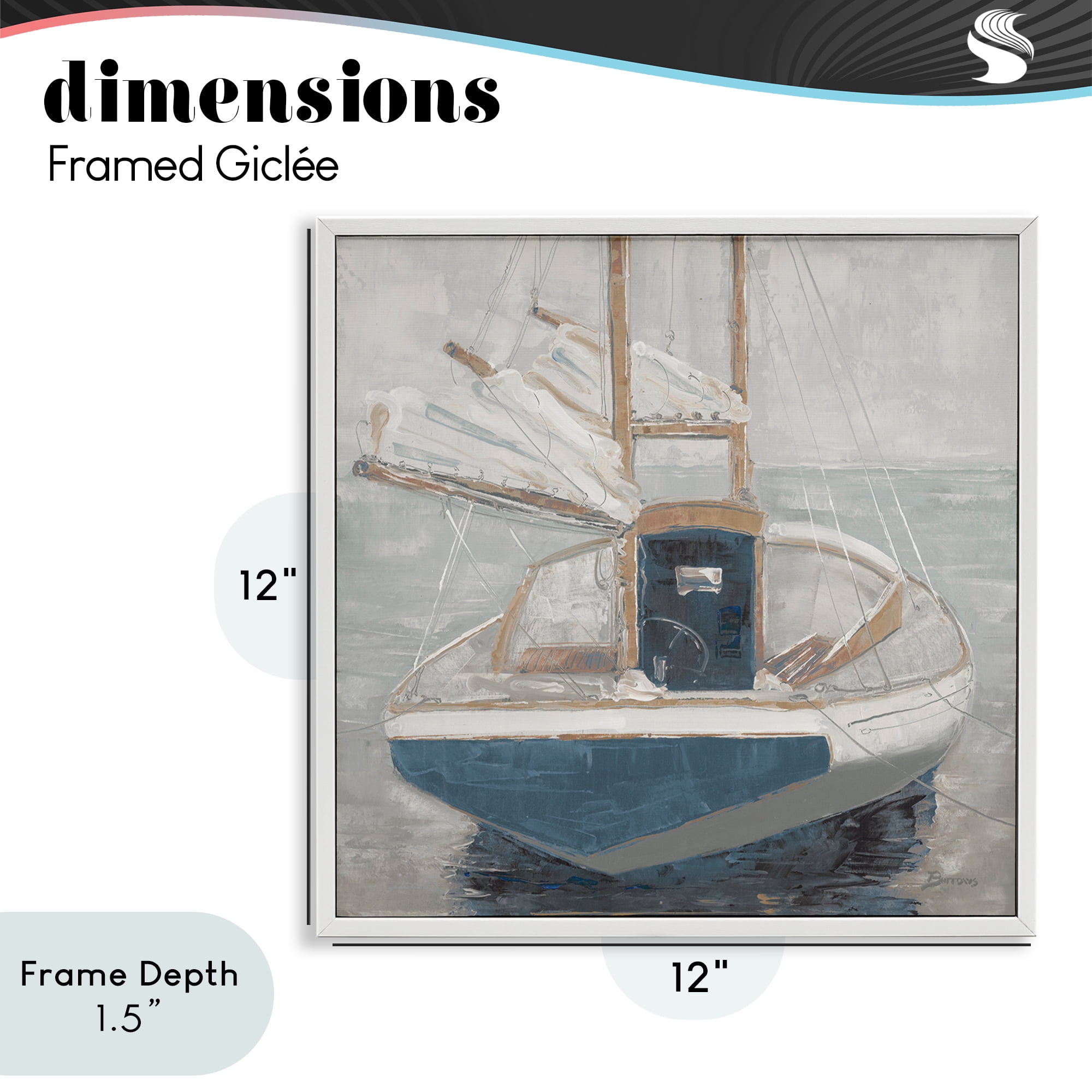 Stupell Industries Serene Harbor Sail Boat White Framed Giclee Art, design by John Burrows