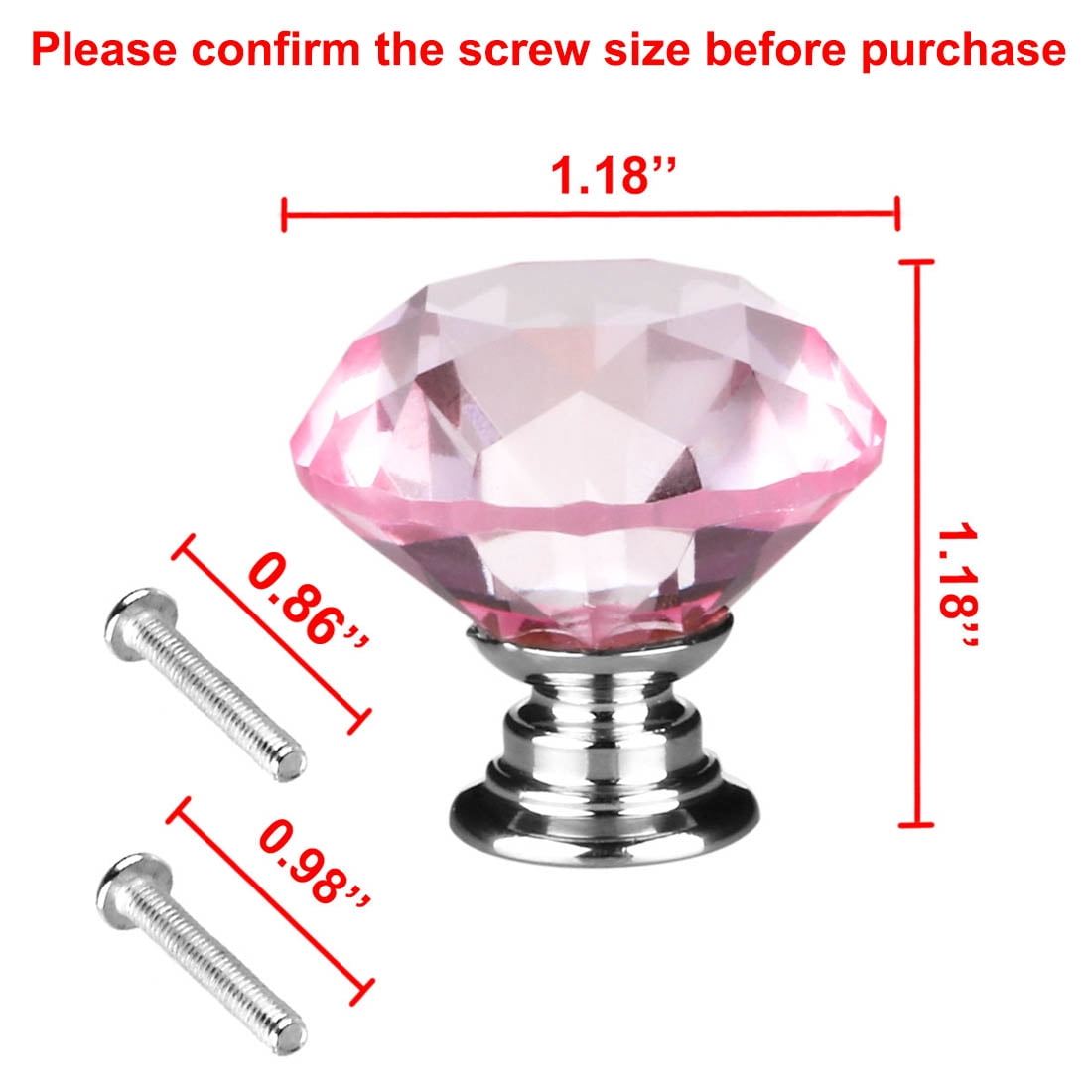 Unique Bargains 1.18" Crystal Glass Cabinet Knob Polished Chrome