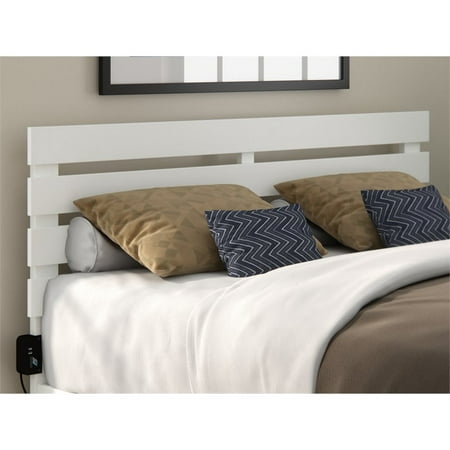 Oxford Queen Headboard in White with USB Turbo Charger