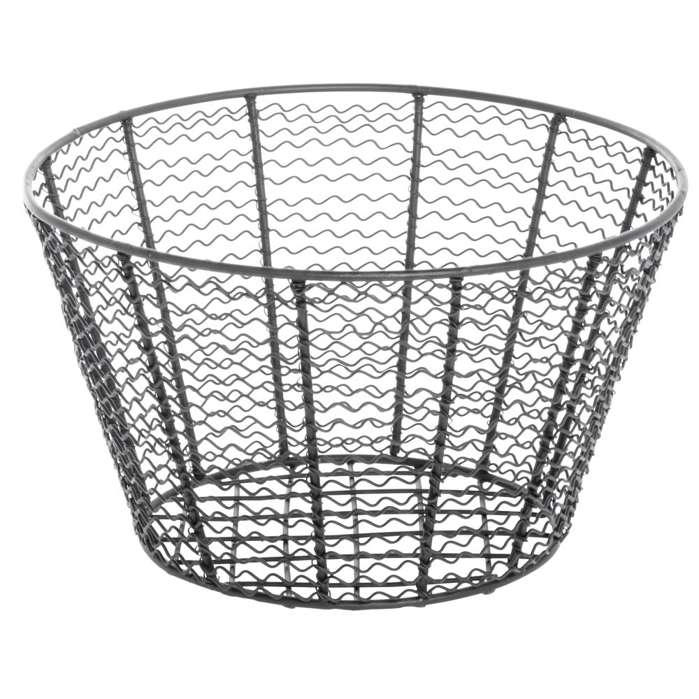 Wire Storage Basket Round Black Steel 9 13/16 Dia x 9 13/16 H 