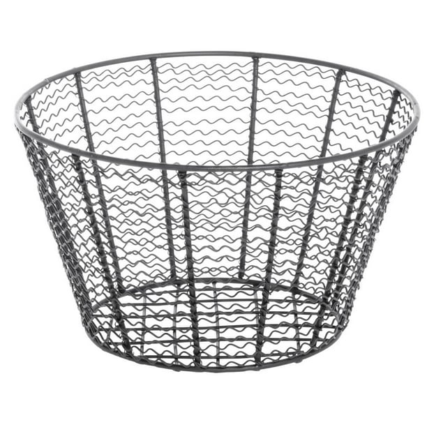 Fruit Basket Black Wire Basket Round Steel 11 13/16 Dia x 6 11/16 H
