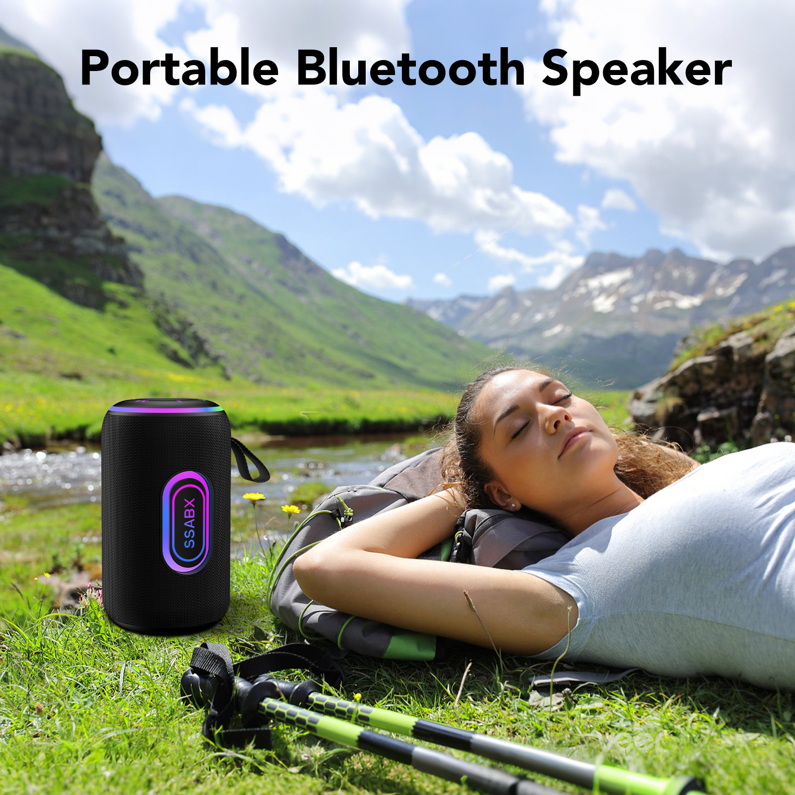 CASCHO Portable Bluetooth Speaker, 35W with RGB Lights, Black photo 4