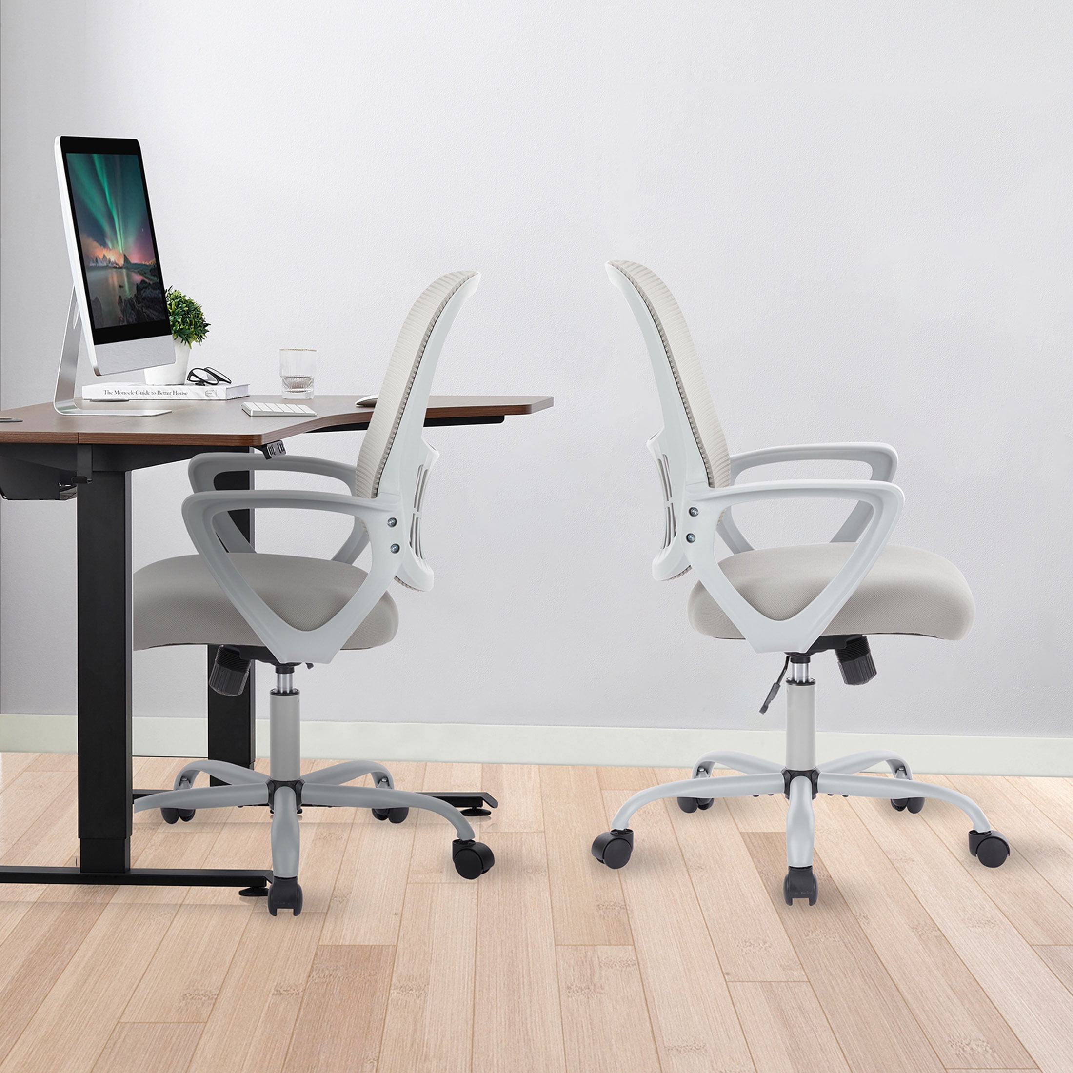 CONCETTA Ergonomic Home Office Desk Chair, Mid-Back Mesh Swivel Chairs with Wheels for Adults, Grey