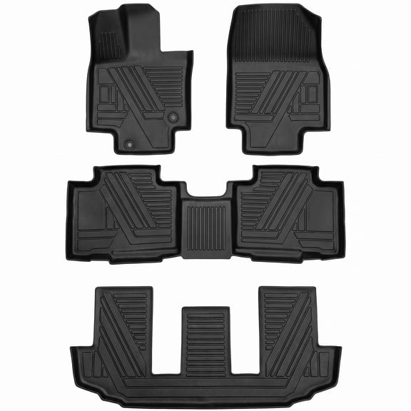 Custom Fit TPE Floor Mats for 2020-2026 Toyota Highlander 7 Seats - Waterproof Non Slip Heavy Duty All Weather Liner Front & Rear - Black