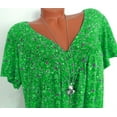 thumbnail image 4 of asdoklhq Womens Plus size Clearance Women Plus Size Short Sleeves V-Neck Print Blouse Pullover Tops Shirt NewA-Green XL, 4 of 5