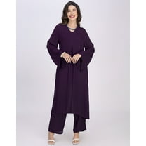 Moomaya Women's Pleated Kurta Palazzo Set | Crinkle Rayon Indo-Western Outfit | Long Bell Sleeve Ethnic Fusion Wear With Pockets - 2-Piece