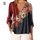 thumbnail image 1 of Blusa Camisa con cuello en V y estampado floral Blusa suelta de manga larga Top de mujer, Rojo, S Kearding AP002021-17, 1 of 5