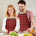 thumbnail image 5 of Red Black Plaid Checkered Pattern Apron-Garden Aprons for Women with Pockets-Cotton Linen Waterproof Kitchen Cooking Gardening Aprons Adjustable for Kitchen,Cooking,BBQ and Salon 33x27 Inch, 5 of 7