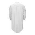 thumbnail image 5 of hotojiny Mens Long Sleeve Robe Casual Curved Hem Henley Shirt Big and Tall Pleated Linen Long Tops M-3Xl, 5 of 7