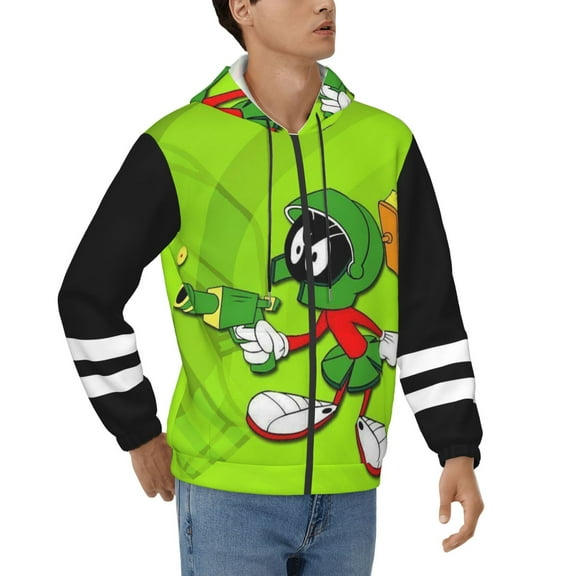 Unisex Marvin the Martian Zip Up Hoodie With Pocket Graphic Pullover Hooded Sweatshirt Long Sleeve Teens Jacket