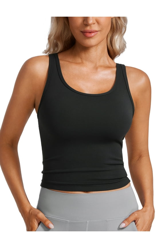 Womens Butterluxe Double Lined Tank Tops Scoop Neck Racerback Workout Tanks