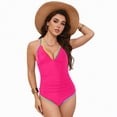 thumbnail image 6 of HCNTES One Piece Swimsuits for Women Tummy Control Bathing Suits Sexy Criss Cross Back Swimwear(Hot Pink,XL), 6 of 9