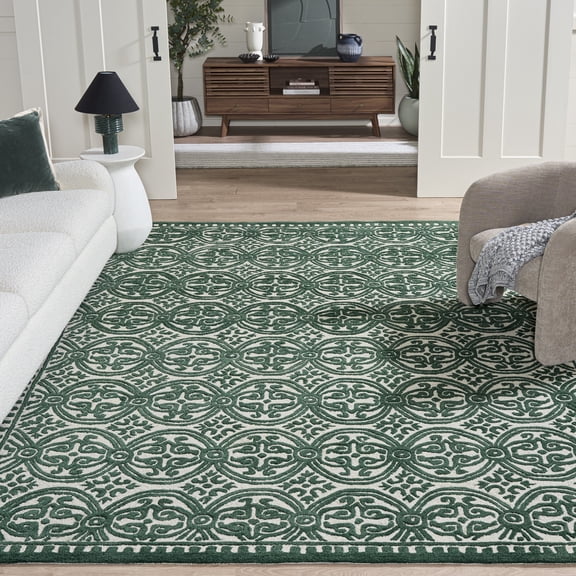 Safavieh Cambridge Leslie Geometric Wool Area Rug, Ivory/Green, 6' x 9'