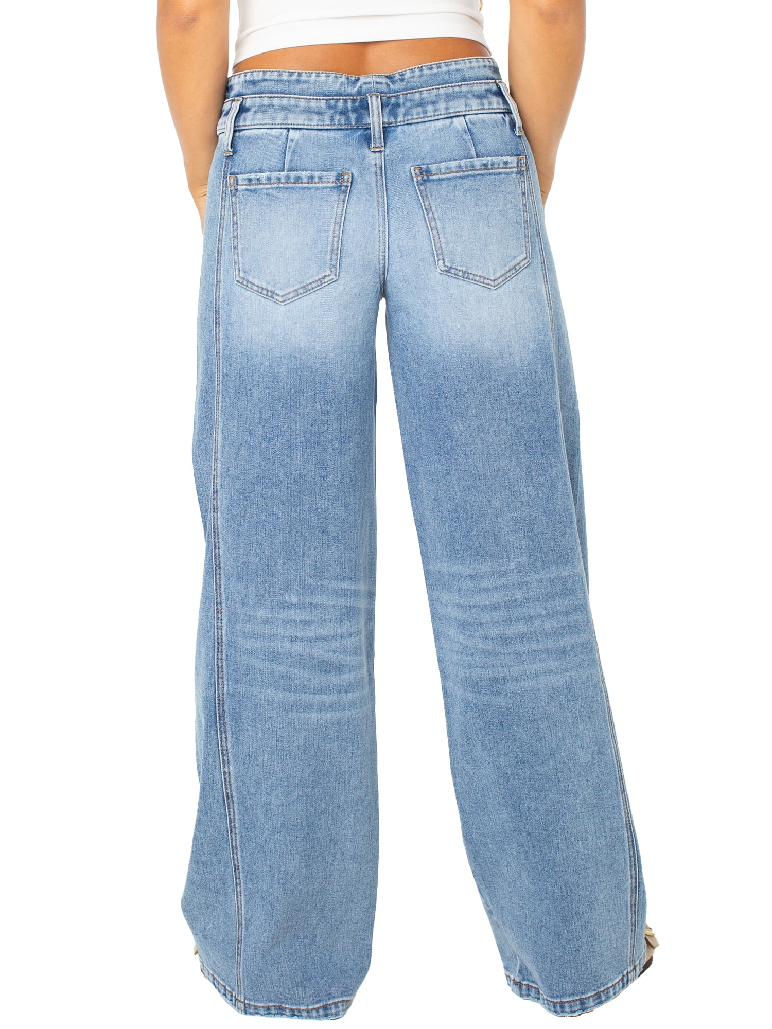 Celebrity Pink Women's Low Rise Double Waistband Wide Leg Jeans, Sizes 1-21
