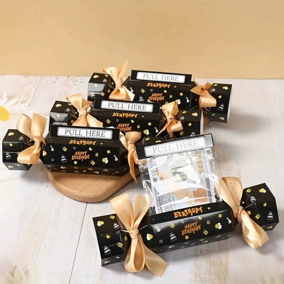 Birthday Money Pull Box, Surprise Cash Gift Box with Sliding Drawer for Notes and Sweets, Party Gift Packaging, 8.7 by 2 Inches