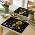 thumbnail image 6 of Yellow Sunflower Placemats for Dinning Table Set of 4, Summer Flower Bee Sunshine Black Burlap Kitchen Place Mats Waterproof Cloth Table Mats, Indoor Outdoor Placemats Easy Clean Dinner Decor, 6 of 8