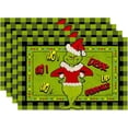 thumbnail image 2 of Juego de 4 manteles individuales navideños con texto en inglés "Merry Grinchmas", 12.0 x 18.0 in, manteles individuales navideños, manteles navideños de invierno para decoración de fiestas, cocinas y, 2 of 4