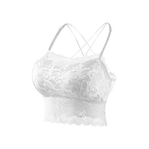 Giftesty Tank Tops for Women Clearance Women's Solid Color Integrated Suspender Lace Sleeveless Tank Top