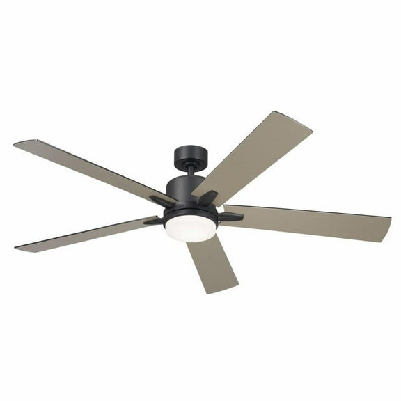 5 Blade Ceiling Fan with Light Kit in Modern Style-14.25 inches Tall and 60 inches Wide-Satin Black Finish Bailey Street Home 147-Bel-4952509