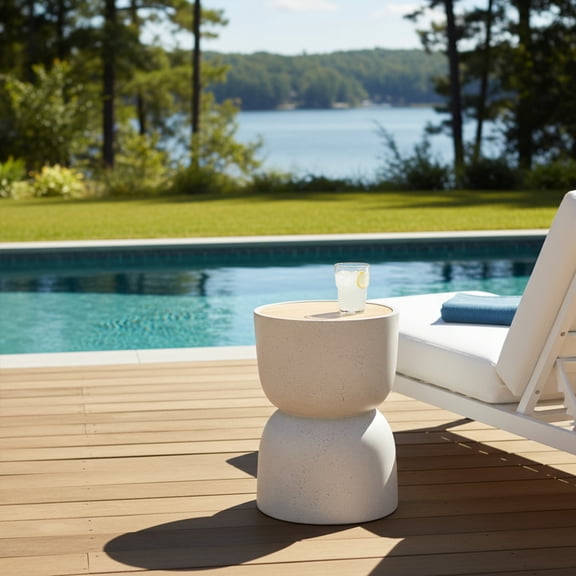 Christopher Knight Home 15.75" Lightweight Concrete Accent Side Table with Storage, Beige Natural