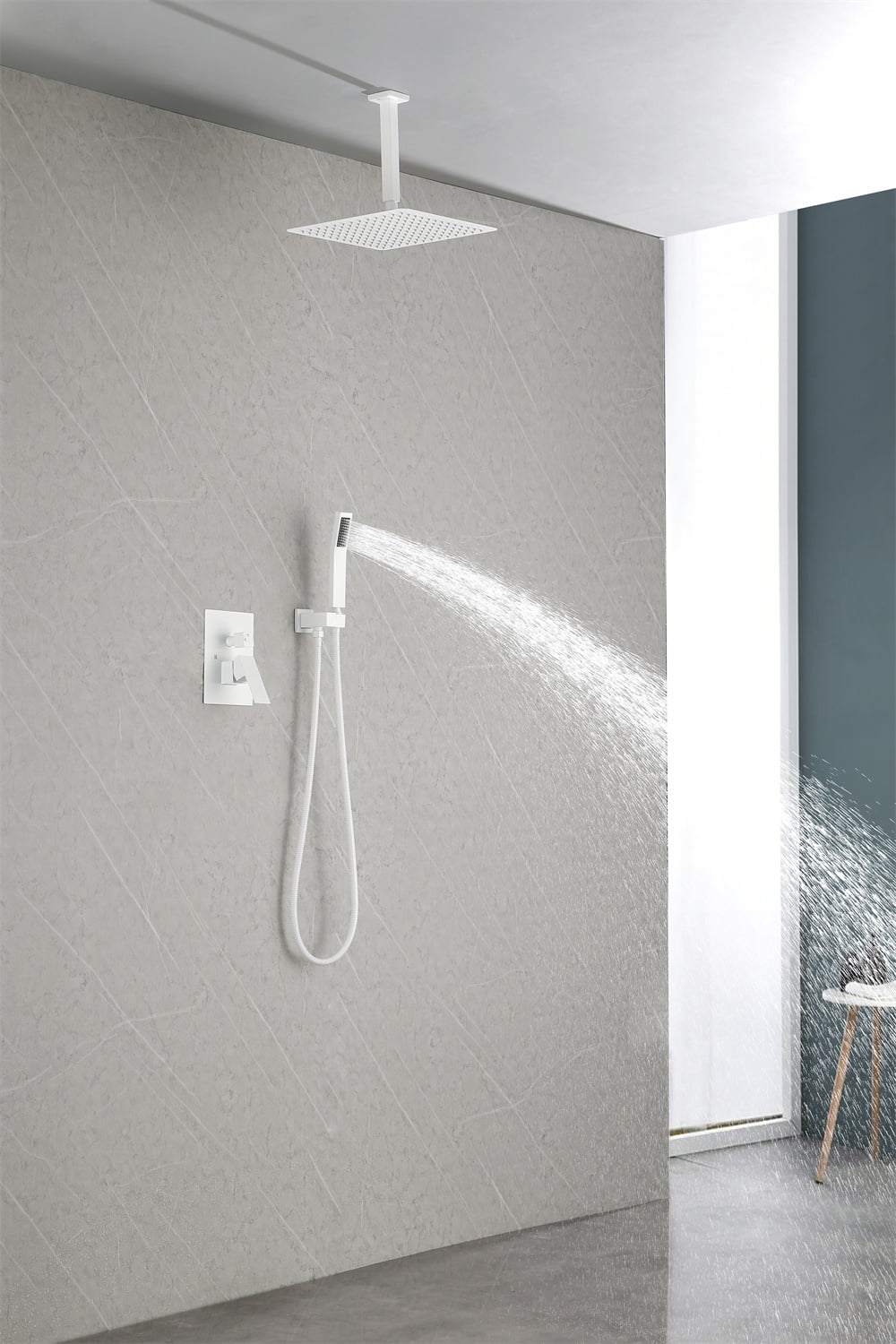 Dropship 10 Inches Wall Mounted Shower With High Pressure Rain Shower Head  And 5-Function Handheld Shower Head to Sell Online at a Lower Price
