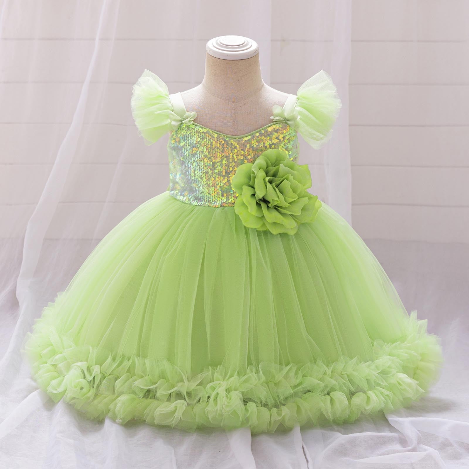 Toddler Baby Tutu Dress Sequins Sleeveless Tulle Dress First Birthday Cake Smash Pageant Clothes for Photo Shoot