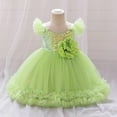 thumbnail image 1 of LOVZFMLL Summer One Year Old Girls Skirt Girls Flying Sleeves Sequins Three-dimensional Flower Mesh Princess Skirt Bow Dress Performance Dress Laundry Dress, 1 of 2