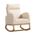 thumbnail image 7 of Ataucjin Upholstered Rocking Chair Nursery Glider Chair Comfy High Backrest Armchair Modern Rocking Accent Chair With Rubber Wood Legs Side Pockets For Living Bedroom, 7 of 7