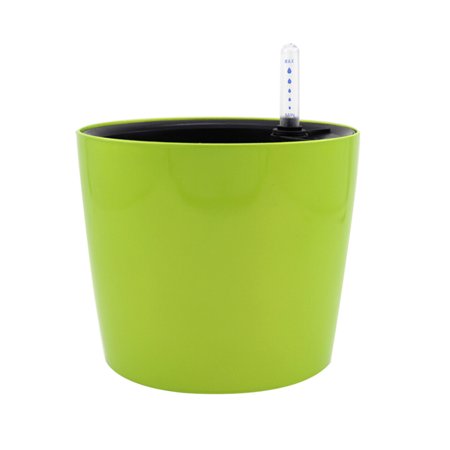 Round Garden Stylish Self-watering Planter Water Level Display Foolproof Easy to Use (Green)