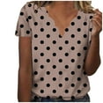 thumbnail image 2 of iHengLiXing Tops for Women Plus Size Women's Summer Fashion Polka Printed Collar Casual Short Sleeved Top Short Sleeved-neck Top/shirt Brown XL, 2 of 5