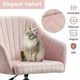 thumbnail image 4 of Vanity Chair, Accent Chair Velvet with Swivel Wheels and Back for Home, Adjustable Office Chair, Pink, LJ980, 4 of 9