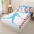 thumbnail image 2 of Homewish Light Blue Dripping Baseball Stitch Hitter Silhouette Graphic Zipper Full Size Comforter Sets with Fitted Sheet and 2 Pillowcases,Baseball Graphic Zipper Bedding Set,4pcs, 2 of 6
