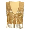 thumbnail image 3 of Yartina Women's Sequin Fringe Vests Glitter Open Front Waistcoat Sleeveless Jackets Dancing Party Gold M, 3 of 7