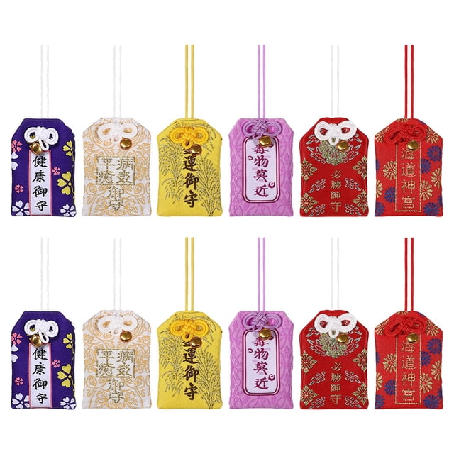 KAKOWELY 12 piezas de adornos de amuletos japoneses, bolsas de amuletos de estilo japonés, exquisitas bolsas de bendición