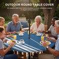 thumbnail image 2 of Round Outdoor Tablecloth with Umbrella Hole and Zipper, Blue Striped Fitted Table Cover with Elastic Edge for 55-60 Inch, Farmhouse Blue White Stripes Aesthetics Waterproof Patio Tablecoths, 2 of 9