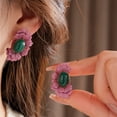 thumbnail image 3 of SIEYIO Delicate Vintage Flower Jewelry Ear Studs Turquoise Charm Elegant Women Earrings, 3 of 9