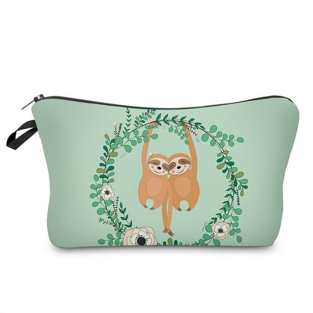Bolsa de cosméticos con patrón de perezoso para mujer, neceser con impresión Digital, organizador de viaje, bolsa de maquillaje, estuches de lápices con cremallera Eco personalizados LIUWENJING unisex