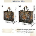 thumbnail image 3 of Tiger Head Corduroy Tote Bag Handbag Large Messenger Bag Shoulder Crossbody Zipper Bag Purse, 3 of 8