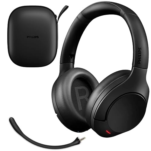 Philips Auriculares inalámbricos con cancelación de ruido, auriculares inalámbricos estéreo con micrófono extraíble, auriculares Bluetooth con micrófono, control táctil y ligero, 55 horas de reproducc