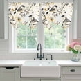 thumbnail image 5 of Pastoral Flower Tie Up Curtain 45 Inches Long, Yellow Floral Gray Leaf Bird Farmhouse Balloon Style Kitchen Window Curtain Over Sink, Small Window Rod Pocket Curtain 52"x45", 5 of 9