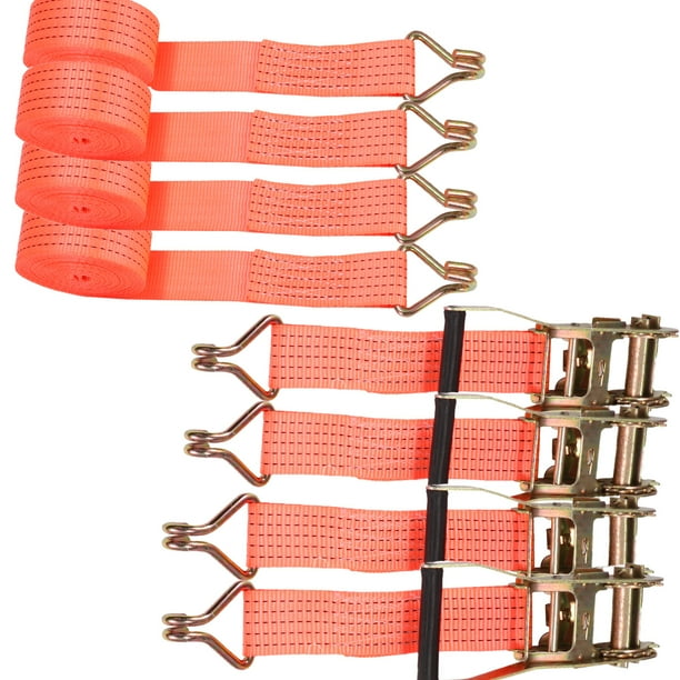Tie Down Ratchet Strap Straps For Trucks 4 Pack 2 X 236 For Moving Appliances Lawn Equipment Motorcycle In A Truck Walmart Com