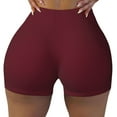 thumbnail image 2 of Naloa Maroon Biker Shorts for Women Seamless Scrunch Short Women’s Yoga Shorts for Gym Running Sport Shorts-Small, 2 of 8
