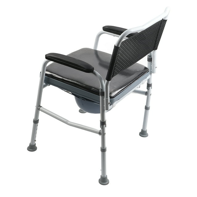 Chaise Commode Réglable en Hauteur, avec Accoudoirs, Chaise Pliante Commode, Stable et Fiable, pour Personnes Âgées Aînés Handicapées Grands-Parents, Chaise de Toilette Commode 27.6 X 22.8 X 7.