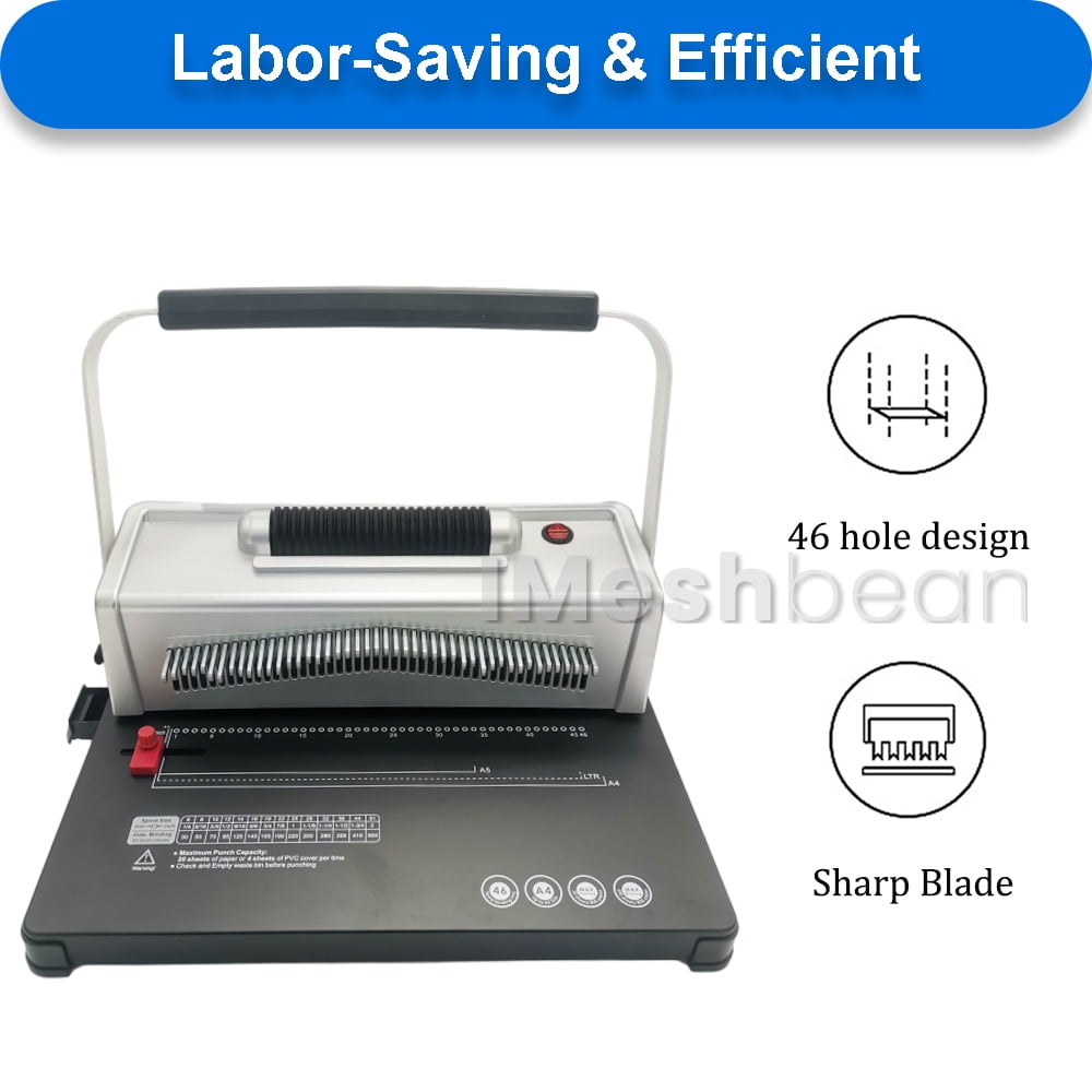 IMeshbean 46 Hole Electric Spiral Coil Binding Machine with 100pcs Plastic Coil & Plier, Black